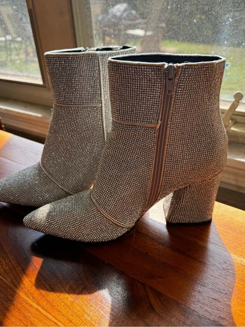 Target Silver Rhinestone Pointed Toe Ankle Booties - Picture 5 of 8